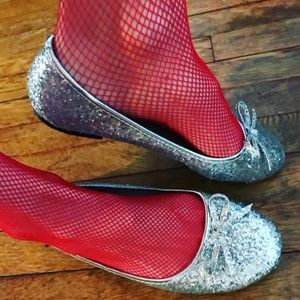 Women's silver glittery flats, sz 8, Ellie brand